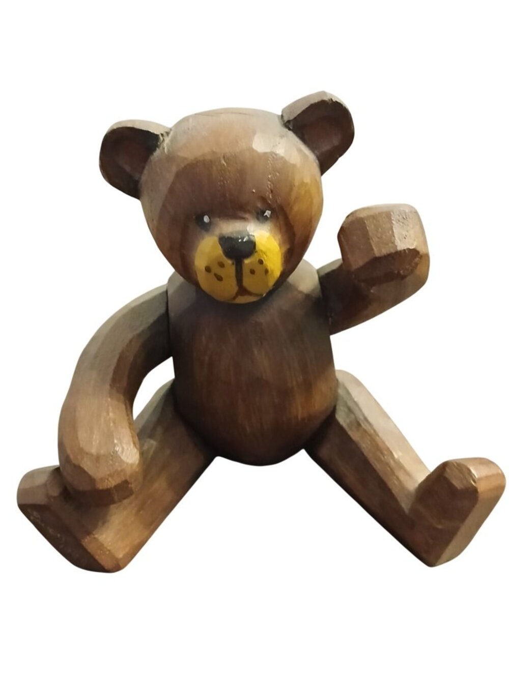 VTG Hand Carved Wooden Articulated Bear Figurine 6" Rustic Decor #D-13